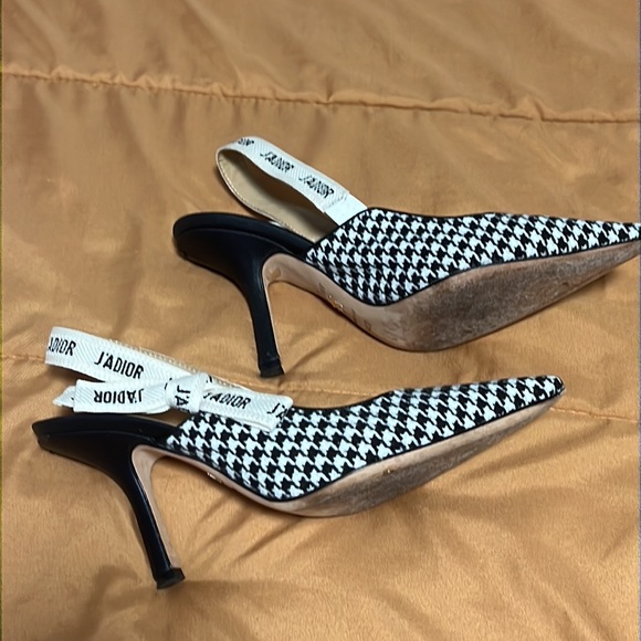 Tweed Houndstooth Slingback Shoes Size 40 - Picture 6 of 7